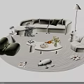 Modern Beige Sofa and White Coffee Table Combination with Green Accent Chair Floor Lamp and Rug
