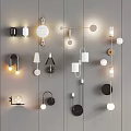 Modern Luxury Wall Lamps With Various Styles Mounted On Gray Wall 3d model