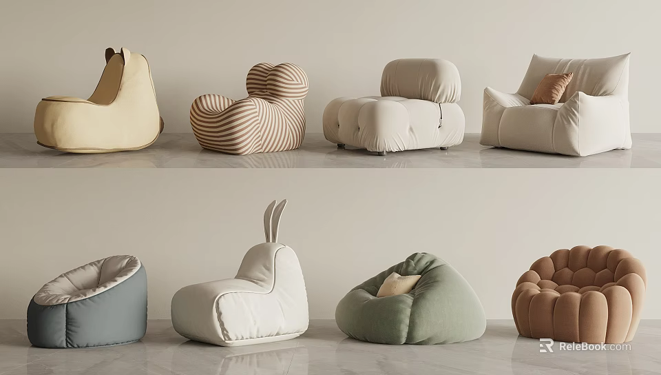 Modern Single Seater Sofa Designs With Multiple Colors And Comfortable Upholstered Styles 3d model