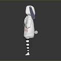 Child In White Hooded Coat Standing With Black And White Striped Stockings