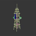 Tall Wooden Communication Tower With Antennas And Metal Equipment Structure