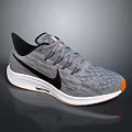 Lightweight Gray Running Shoes With Breathable Mesh Upper White Sole And Orange Toe Cap