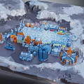 Industrial Building Complex in Snowy Terrain with Oil Wells Storage Tanks and Pipelines
