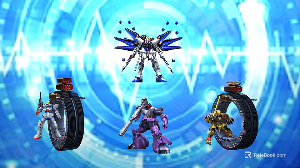 Futuristic Robot Models With Blue Tech Background And Ring Structures 3d model