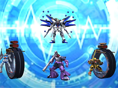 Futuristic Robot Models With Blue Tech Background And Ring Structures 3d model