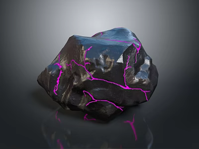 Natural Black Decorative Stone with Purple Veins and Shiny Surface for Interior Design Projects 3d model