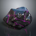 Natural Black Decorative Stone with Purple Veins and Shiny Surface for Interior Design Projects