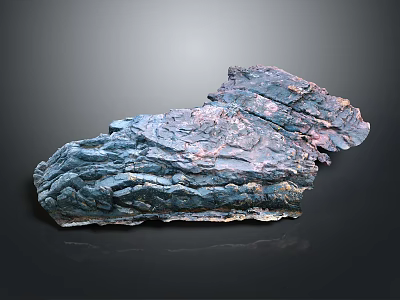 Layered Geological Terrain With Blue Purple Brown Gray Textures And Folded Rock Structures 3d model