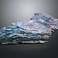 Layered Geological Terrain With Blue Purple Brown Gray Textures And Folded Rock Structures