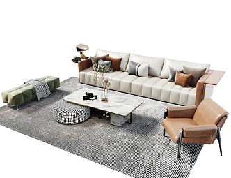 Modern sofa coffee table combination 3d model