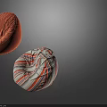 Two Different Bean Bag Chairs with Orange Velvety and Colorful Striped Designs