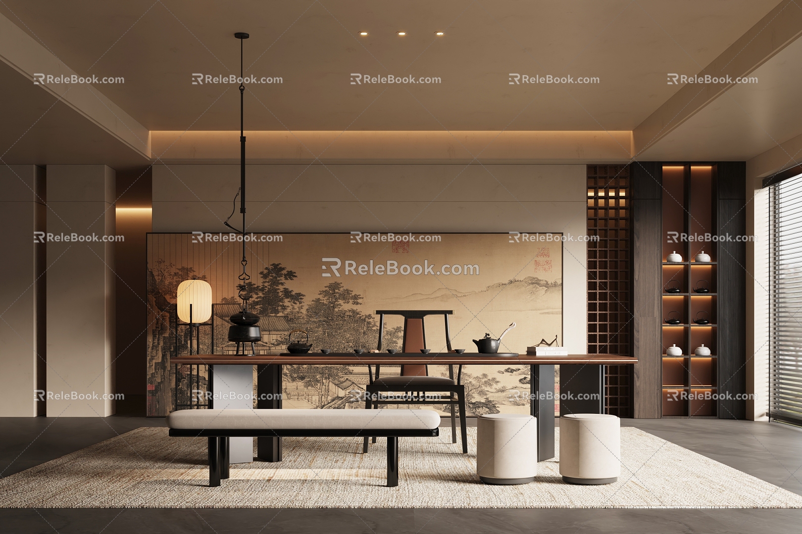 New Chinese Style Song Style Style Tea Room Study 3d model