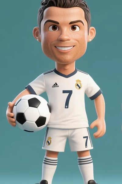 Man in White Real Madrid Jersey with Number 7 Holding Soccer Ball 3d model Man in White Real Madrid Jersey with Number 7 Holding Soccer Ball 3d model