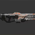 Futuristic Sci Fi Weapon With Silver Red Design And Multiple Barrels 3d model