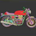 Vintage Red Motorcycle With White Seat Silver Engine Chrome Wheels Classic Design And Reflective Surface