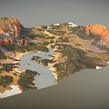 Terrain 3 Canyon River Mountain Mountain Mountain Geopark Desert 3d model