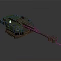 3D Rendered Military Tank With Green Camouflage Long Cannon And Dark Background