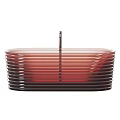 Modern Red Ribbed Transparent Bathtub With Layered Design And Chrome Faucet