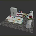 Kitchen Household Items With Stainless Steel Appliances Workbench And Cooking Tools