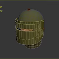 Yellow Dome Shaped Weapon Helmet With Protective Face Shield And Metallic Accents