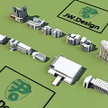 JW Design Architectural Models Display Various Detailed Building Structures 3d model