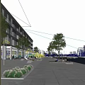 Modern Commercial Street With Vibrant Pedestrians Trees Marina And Outdoor Spaces