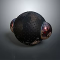 Industrial Black Spherical Equipment With Textured Surface And Red Sides 3d model