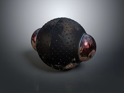 Industrial Black Spherical Equipment With Textured Surface And Red Sides 3d model