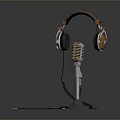 Vintage Style Microphone And Headphones As Daily Living Essentials With Classic Design