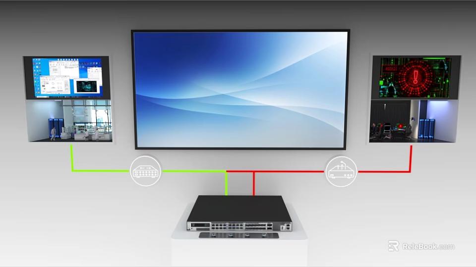 Integrated Monitor System With Large Display And Connected Control Screens 3d model 