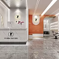 Modern Stylish Beauty Hair Salon Interior With Reception Counter Barber Chairs And Mirrors