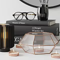 Minimalist Decorative Ornament Set With Round Mirror Dried Pampas Grass And Black Vase