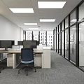 Modern Conference Room With Long Table Blue Chairs Large Screen And Floor to Ceiling Windows