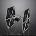 Detailed TIE Fighter Spacecraft Model With Wing Structure And Engine Design
