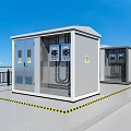 Outdoor Public Utility Electrical Distribution Equipment With Safety Warning Lines On Platform 3d model