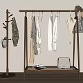 Modern Standing And Hanging Clothes Rack With Hanging Clothes Hats Bag And Shelf