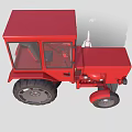 Red Agricultural Tractor With Enclosed Cab And Large Wheels For Farming Use