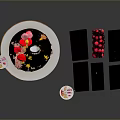Orange Cake With Cat Decoration Flower Toppings And Chocolate Molds Pieces