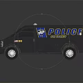 Police Van With Blue Emergency Lights And Front Grille Design For Law Enforcement