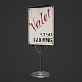 Standing Valet Parking Sign Displaying $3.50 Fee for Parking Services