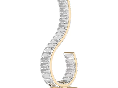 Elegant Curved Table Lamp With Crystal Accents And Gold Frame Base 3d model
