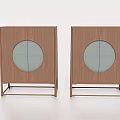 Modern Wooden Entryway And Side Cabinet With Circular Panel Design