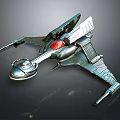 Futuristic Cosmic Spacecraft Model With Metallic Wings Red Core And Detailed Structure