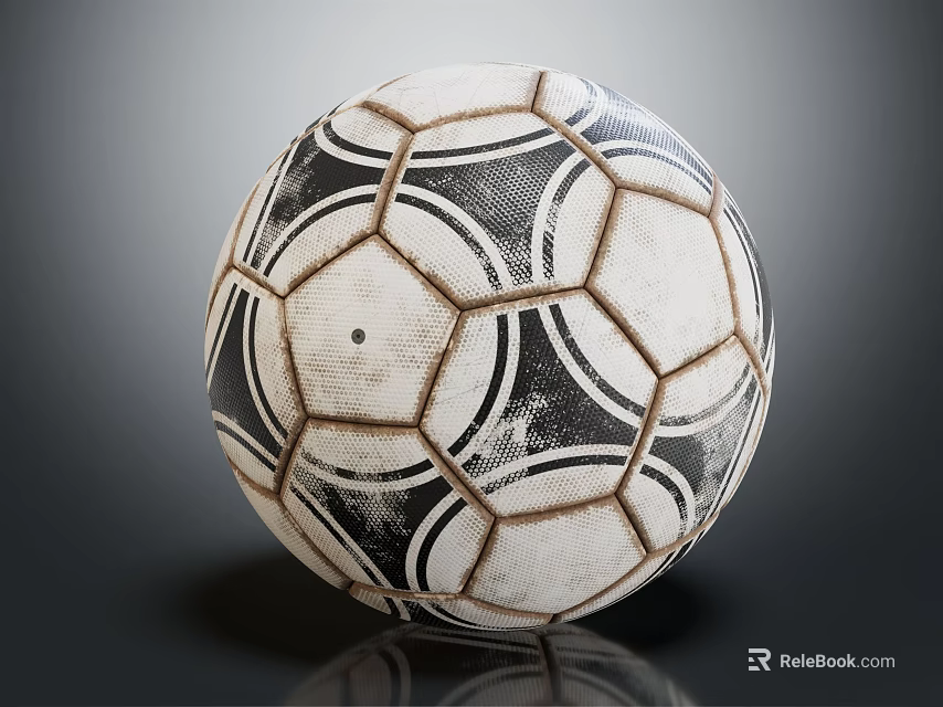 Vintage Black And White Football Sports Equipment With Classic Hexagonal Pattern 3d model 