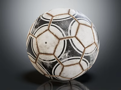 Vintage Black And White Football Sports Equipment With Classic Hexagonal Pattern 3d model