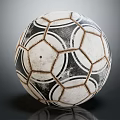 Vintage Black And White Football Sports Equipment With Classic Hexagonal Pattern