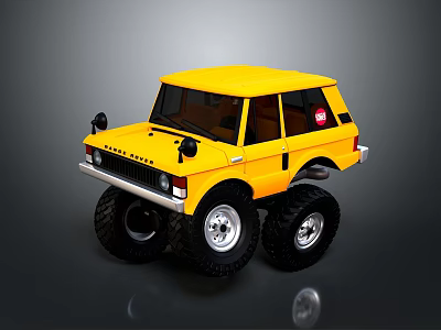 Yellow Off Road Toy Car With Large Monster Tires And Stylish Black Design Details 3d model