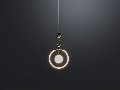 Modern Gold Circular Pendant Light With LED Glow For Home Interior Design 3d model