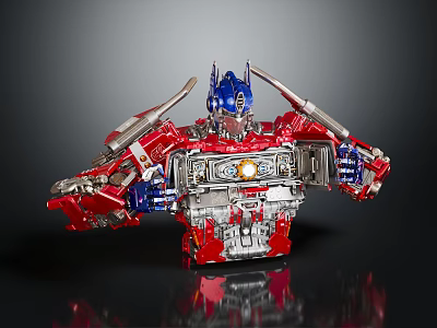 Optimus Prime Action Figure With Red Blue Silver Mechanical Details And Armor Design 3d model