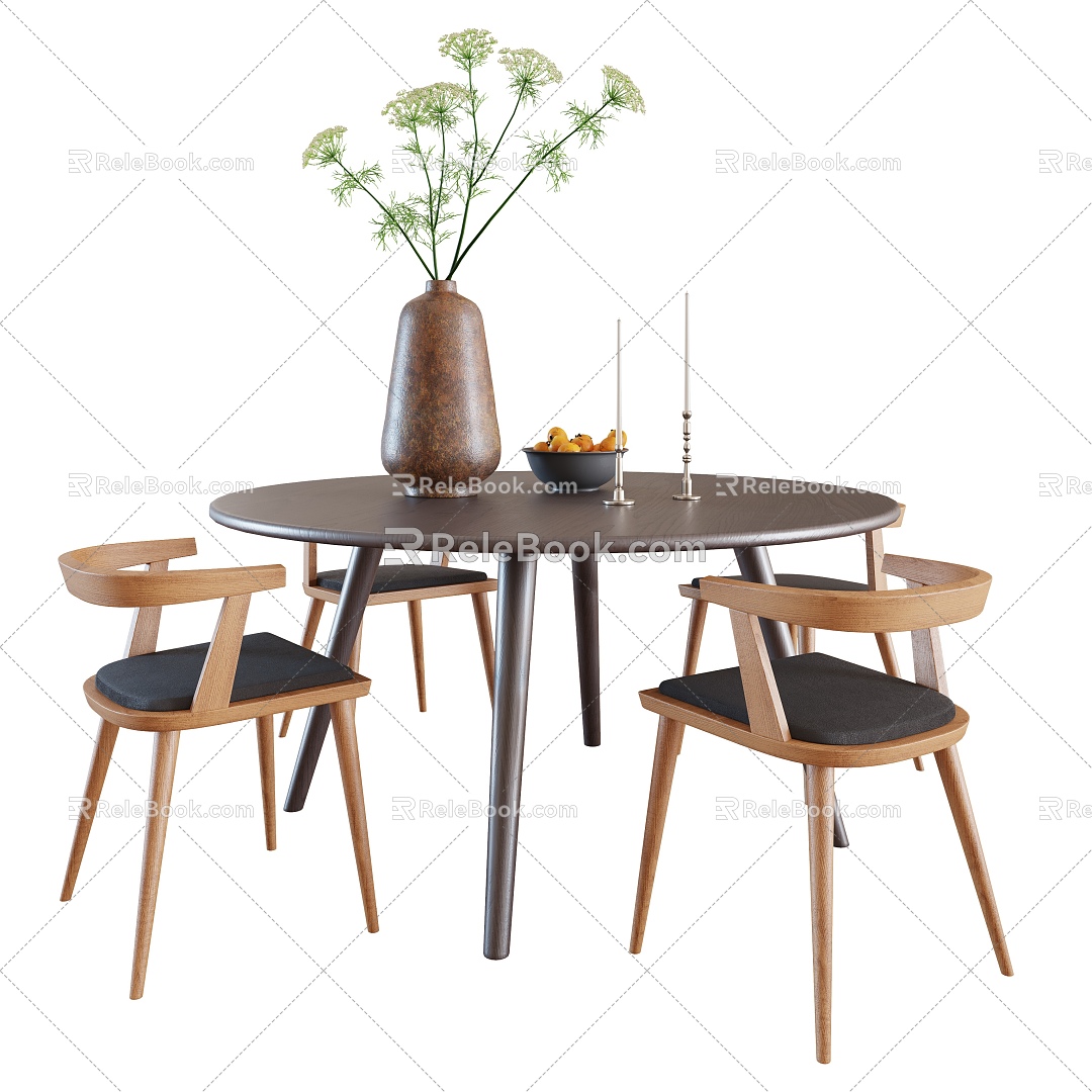 Modern Dining Table Chair Dining Chair Round Table 3d model